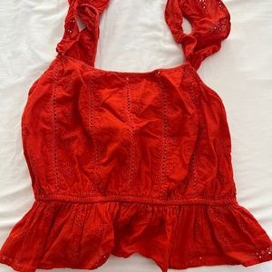 Red Orange Eyelet Shirt